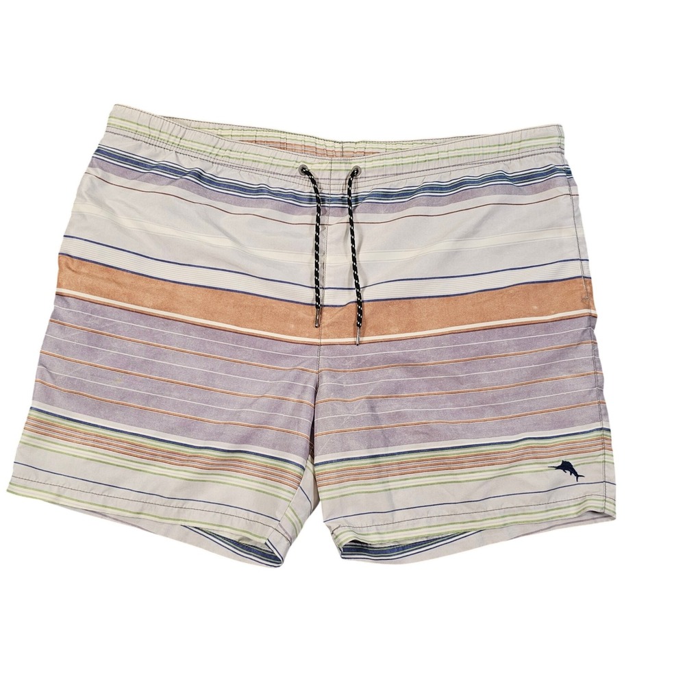 Tommy Bahama Relax Mens XL Swim Trunks Striped Mesh Liner 7in Inseam‎ Resortwear